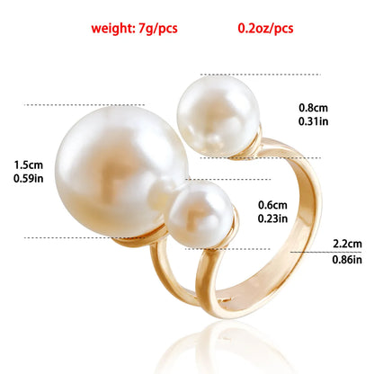 Elegant Geometric Solid Color Imitation Pearl Alloy Women'S Open Rings