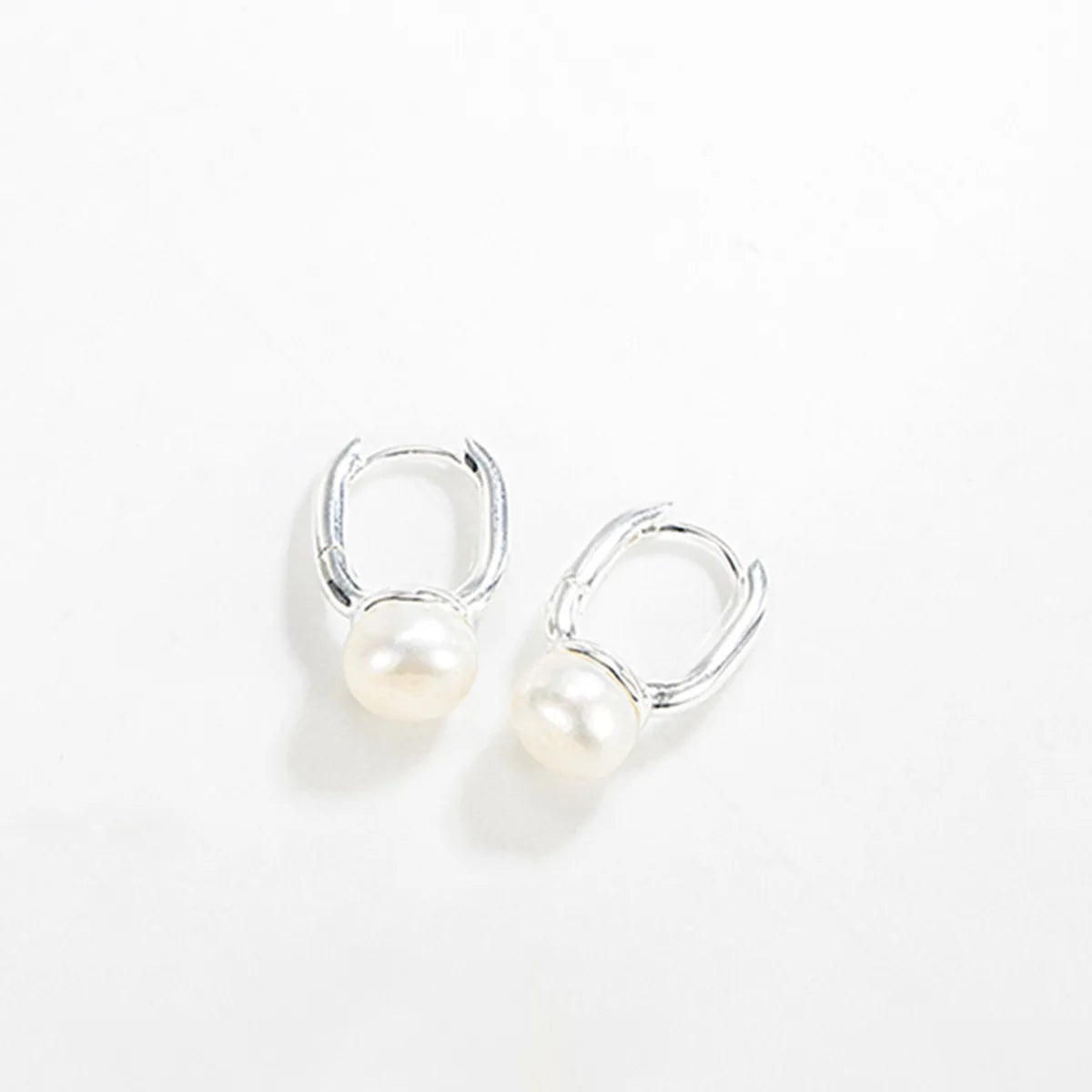 Elegant Geometric Sterling Silver Inlay Pearl Earrings 1 Pair