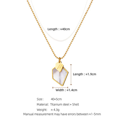 Elegant Geometric Titanium Steel Plating Inlay Shell 18k Gold Plated Pendant Necklace