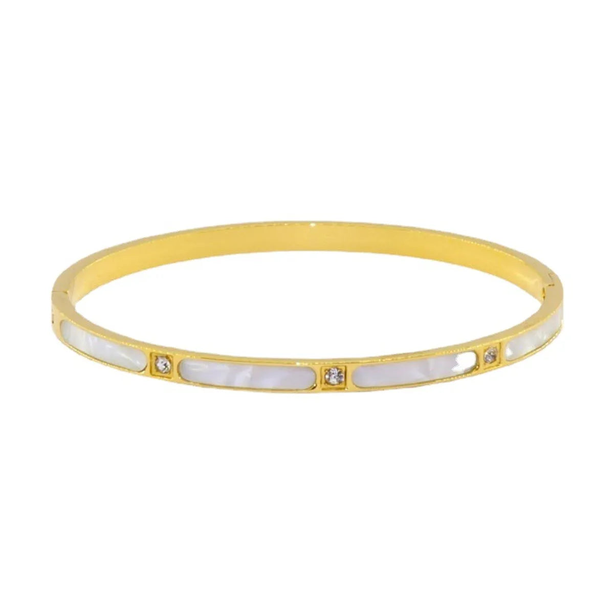 Elegant Geometric Titanium Steel Plating Shell Bangle