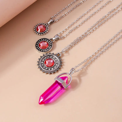 Elegant Geometric Zinc Alloy Inlay Artificial Gemstones Women's Layered Necklaces