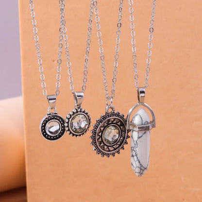 Elegant Geometric Zinc Alloy Inlay Artificial Gemstones Women's Layered Necklaces