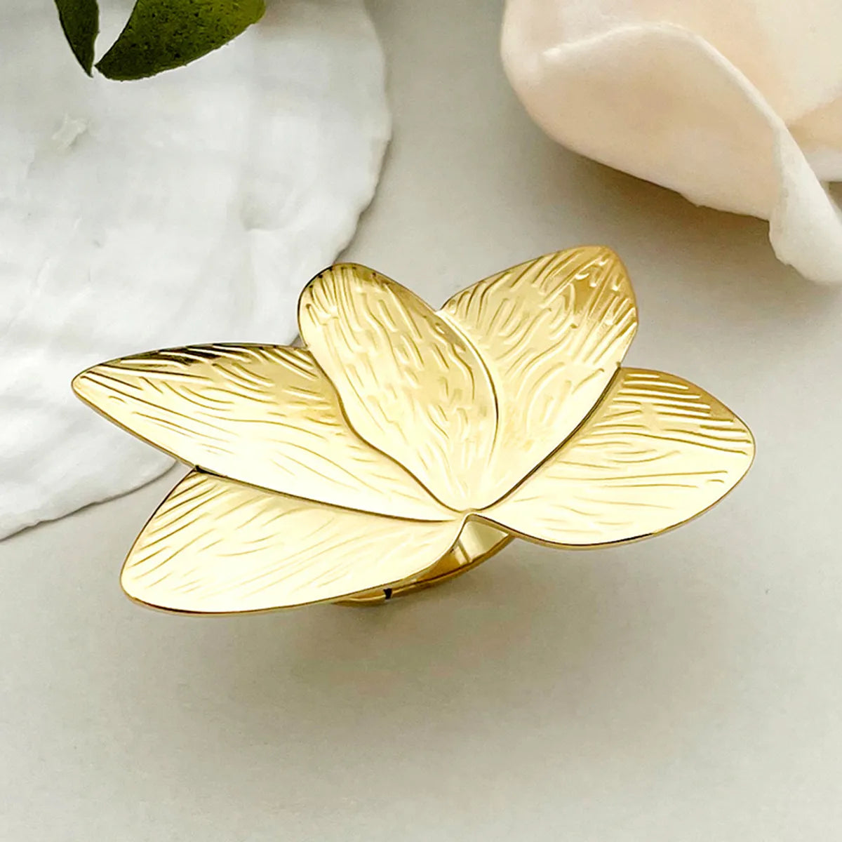 Elegant Glam Artistic Flower Dragonfly 304 Stainless Steel 14K Gold Plated Rings In Bulk