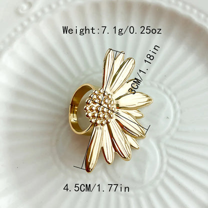 Elegant Glam Artistic Flower Dragonfly 304 Stainless Steel 14K Gold Plated Rings In Bulk