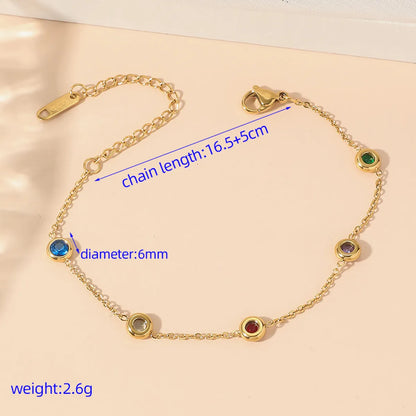 Elegant Glam Artistic Solid Color Titanium Steel Plating Inlay Rhinestones 18k Gold Plated Bracelets