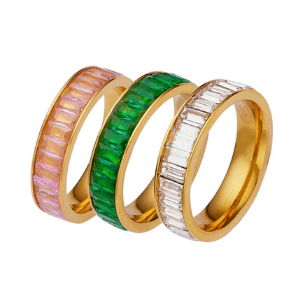 Elegant Glam Circle Titanium Steel Inlay Zircon Rings