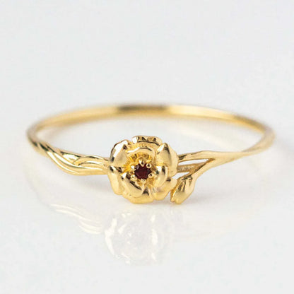 Elegant Glam Classic Style Flower Copper Plating Inlay Birthstone Gold Plated Rings