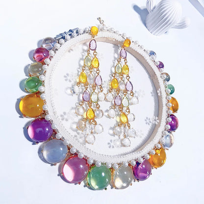 Elegant Glam Classic Style Water Droplets Resin Alloy Wholesale Earrings Necklace