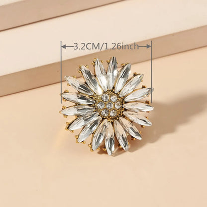 Elegant Glam Flower Alloy Inlay Rhinestones Zircon Women'S Open Ring