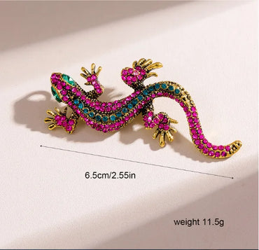 Elegant Glam Gecko Alloy Plating Inlay Rhinestones Women'S Brooches 1 Piece