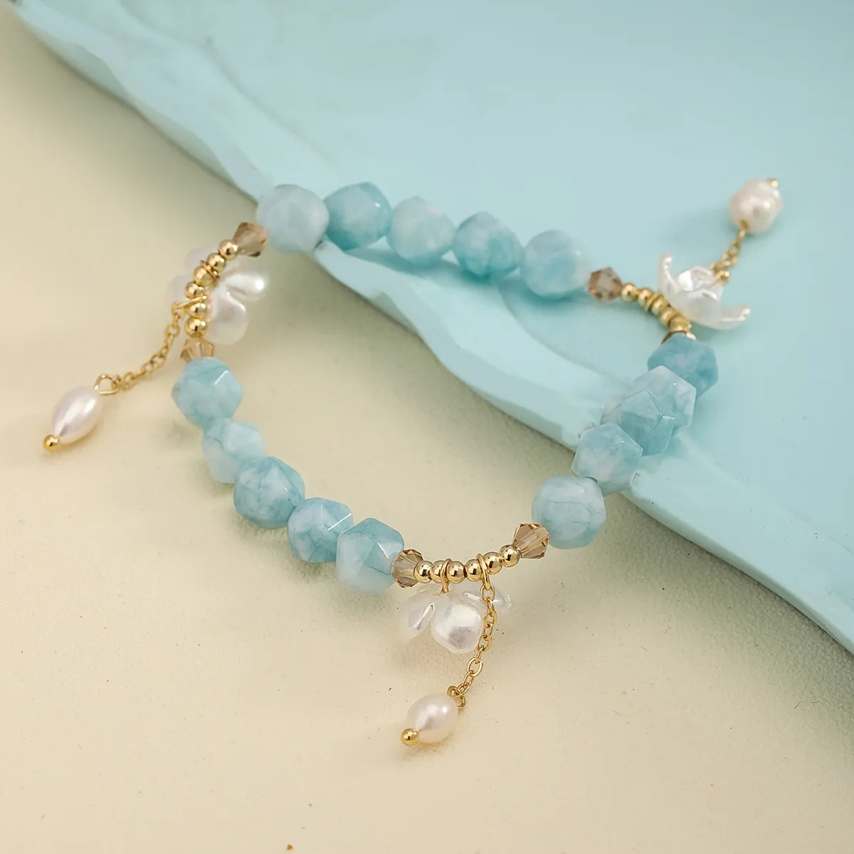 Elegant Glam Geometric Natural Stone Freshwater Pearl Bracelets In Bulk