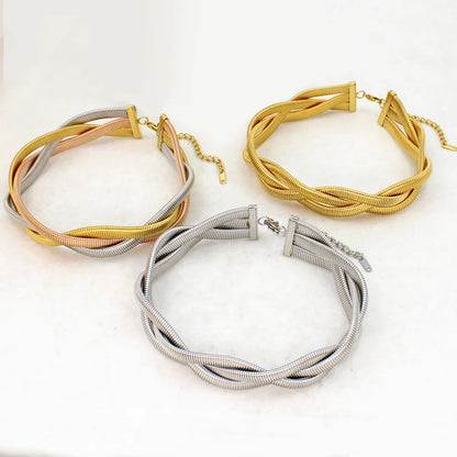 Wholesale Jewelry Elegant Glam Geometric 304 Stainless Steel 18K Gold Plated Plating Bracelets Necklace