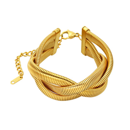 Wholesale Jewelry Elegant Glam Geometric 304 Stainless Steel 18K Gold Plated Plating Bracelets Necklace