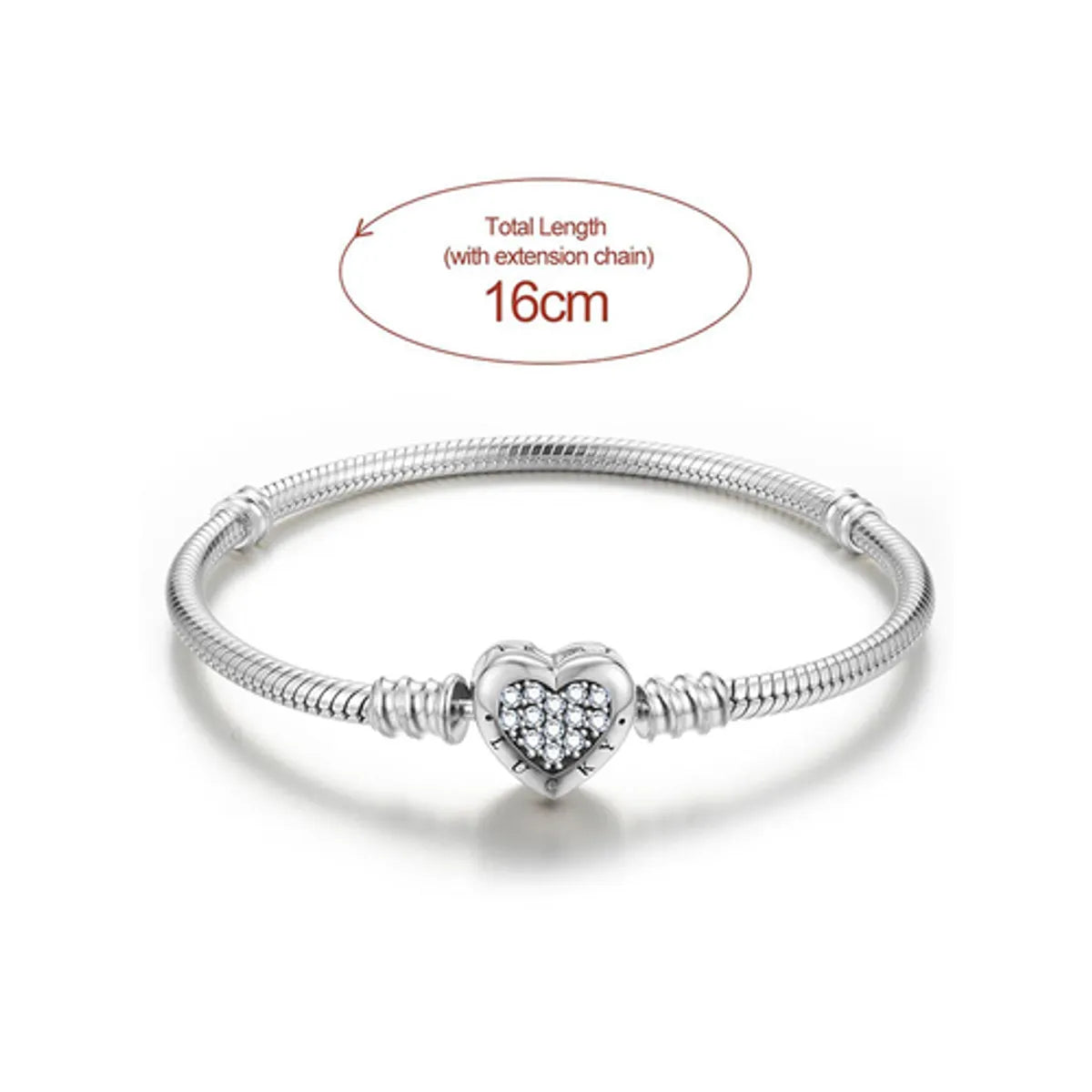 Elegant Glam Heart Shape Sterling Silver Plating Silver Plated Bracelets