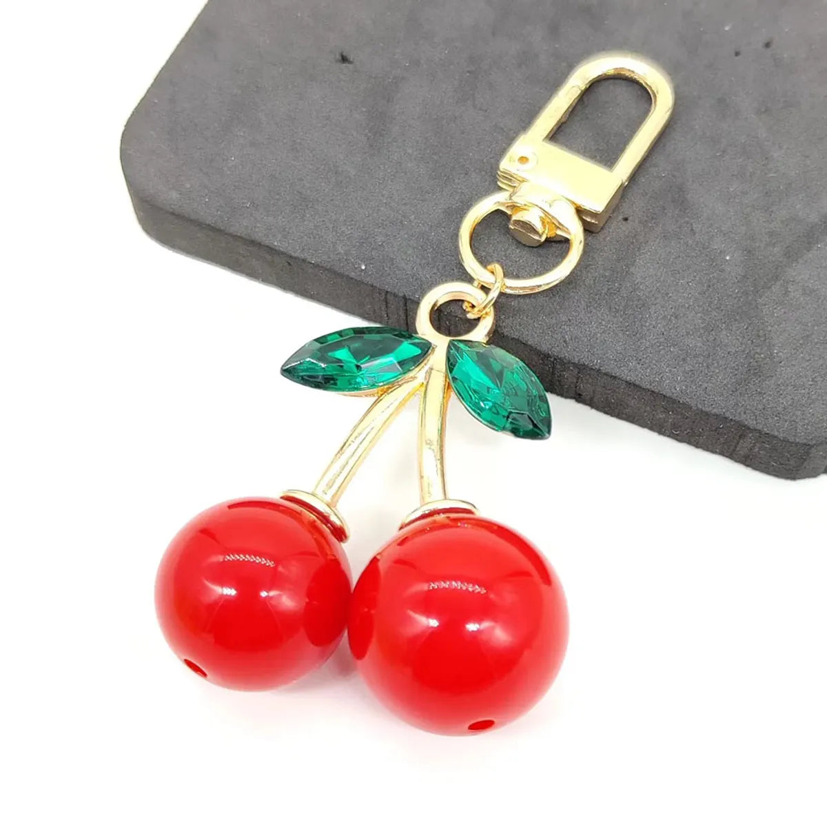 Elegant Glam Lady Fruit Alloy Plating Metal Inlay Resin Glass Stone Bag Pendant Keychain