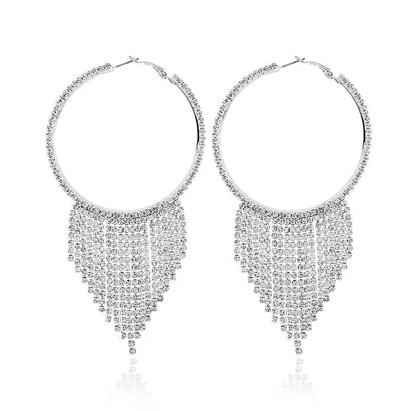 Elegant Glam Luxurious Geometric Alloy Tassel Inlay Rhinestones Women'S Drop Earrings