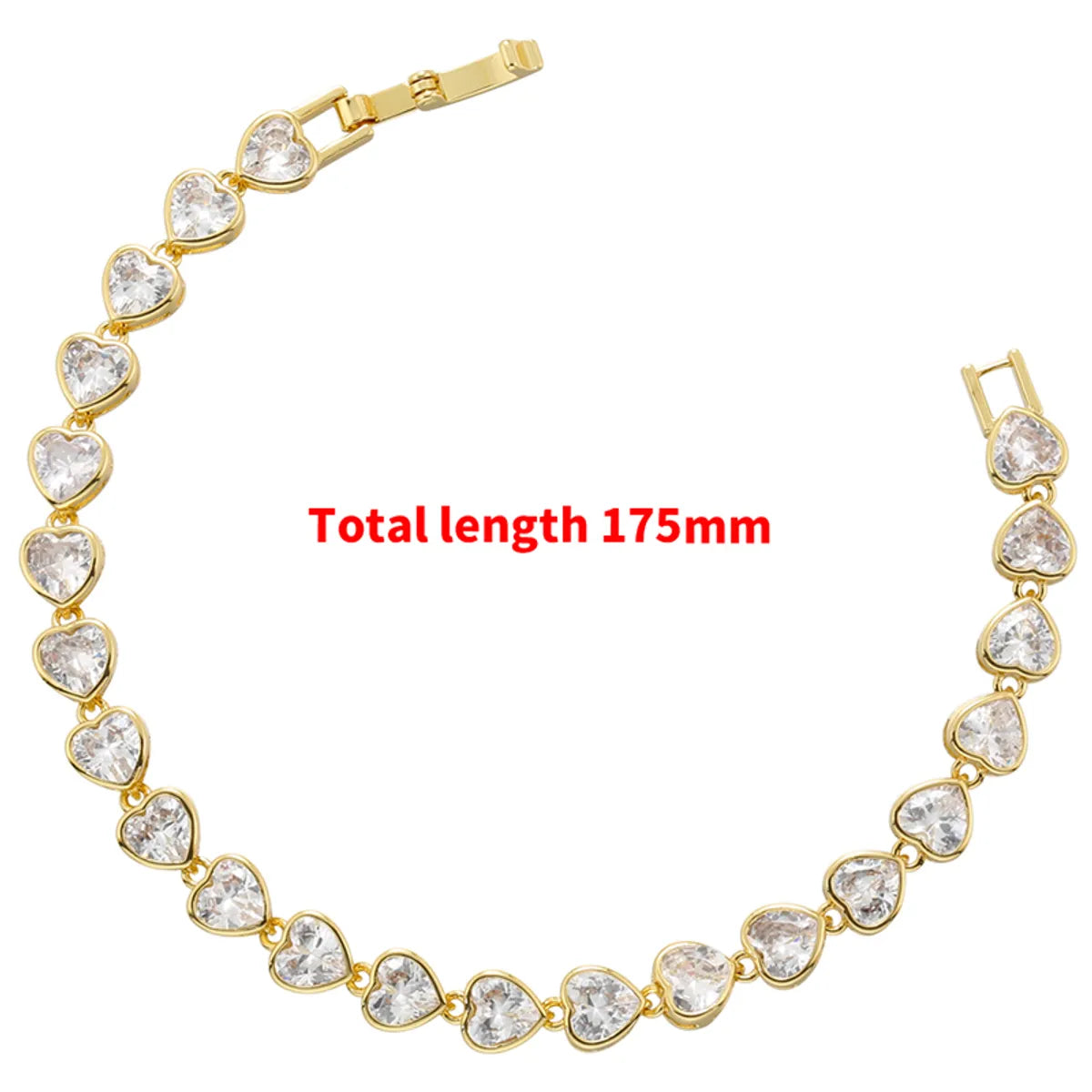 Elegant Glam Luxurious Heart Shape Brass Plating Inlay Zircon 18k Gold Plated Bracelets Necklace