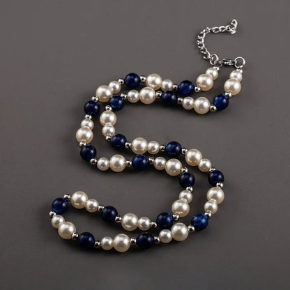 Elegant Glam Retro Color Block Stainless Steel Arylic Imitation Pearl Beaded Women's Necklace