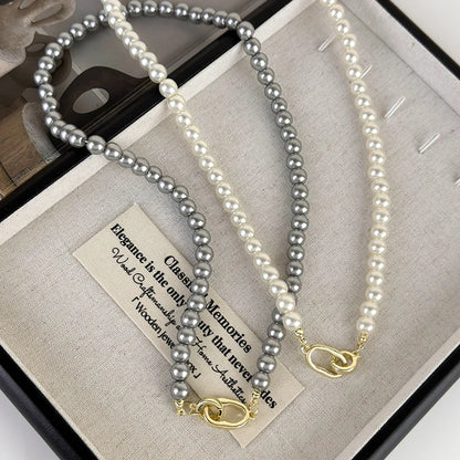 Elegant Glam Round Artificial Pearl Alloy Beaded Women's Necklace