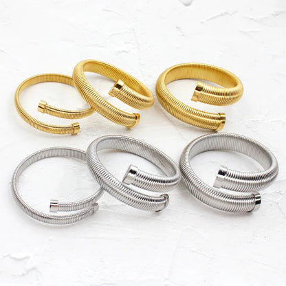 Wholesale Jewelry Elegant Glam Round 304 Stainless Steel 18K Gold Plating In The Furnace Plating Bracelets Earrings Necklace