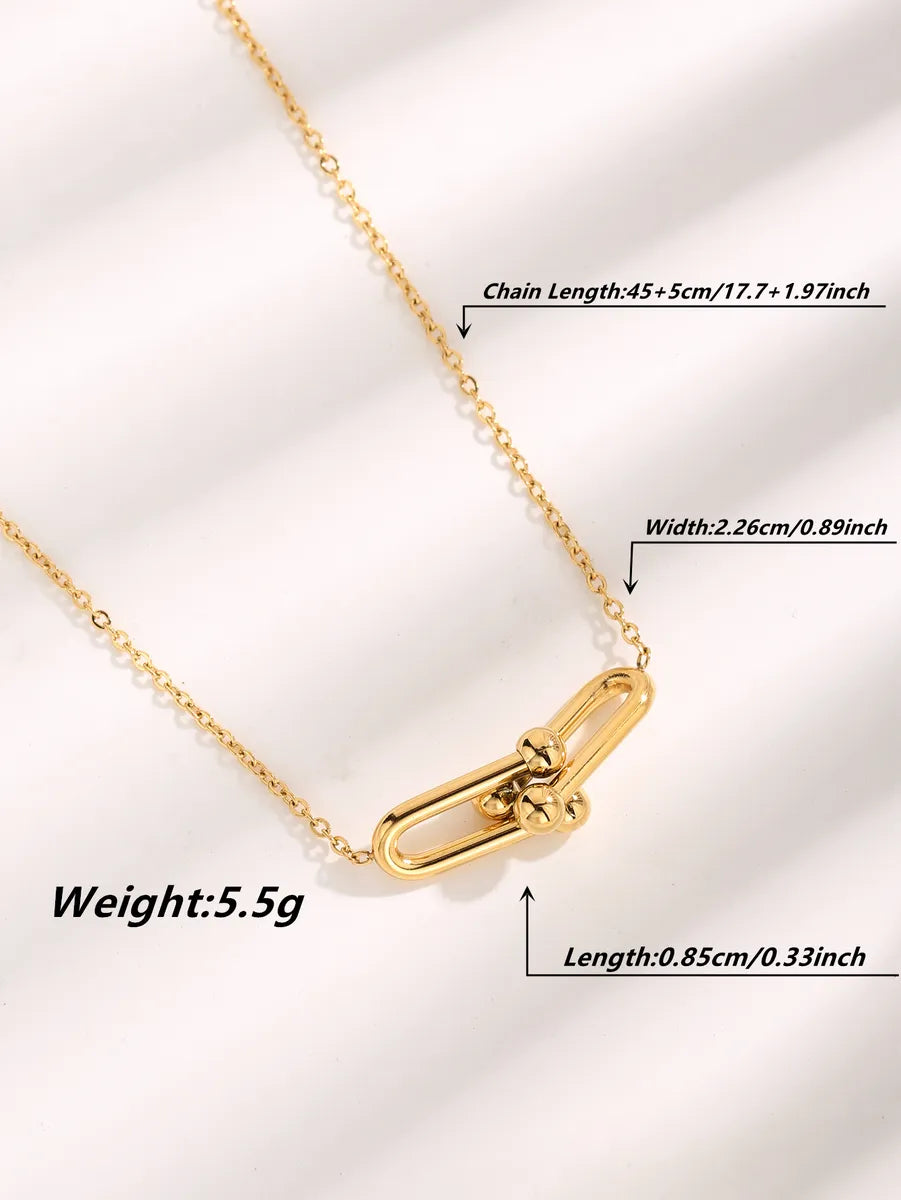 Elegant Glam Simple Style Leaves Water Droplets Solid Color Titanium Steel Plating Inlay Zircon Gold Plated Pendant Necklace