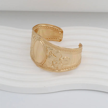 Elegant Glam Solid Color 14K Gold Plated Alloy Wholesale Bangle