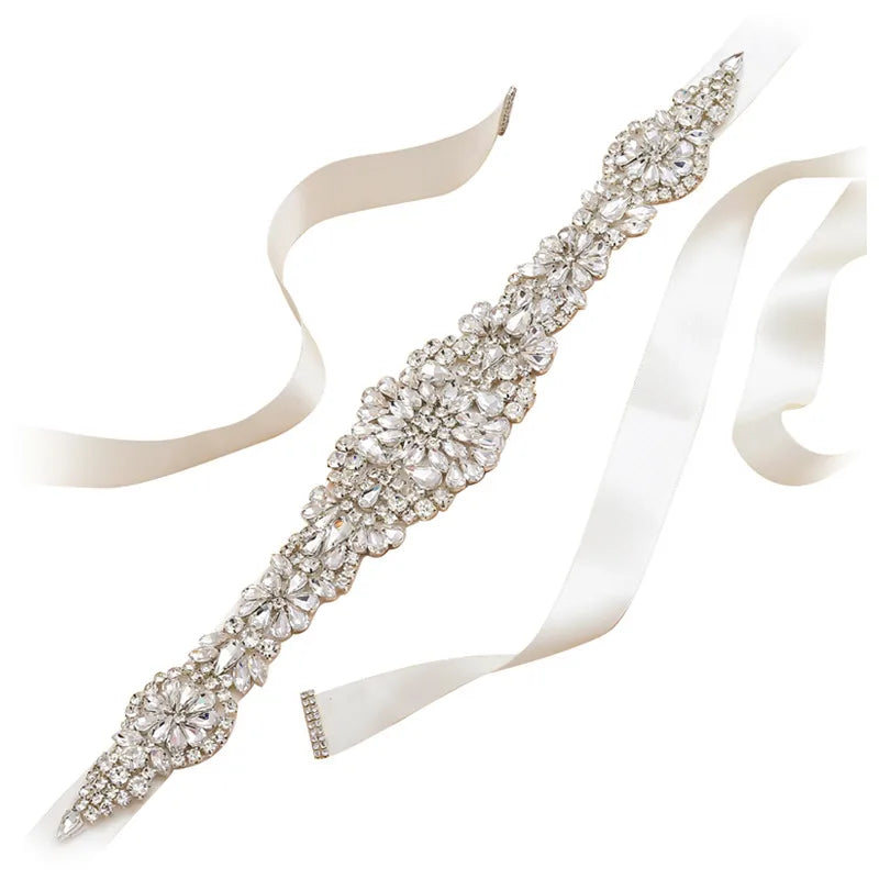 Elegant Glam Solid Color Ribbon Inlay Rhinestones Women'S Chain Belts