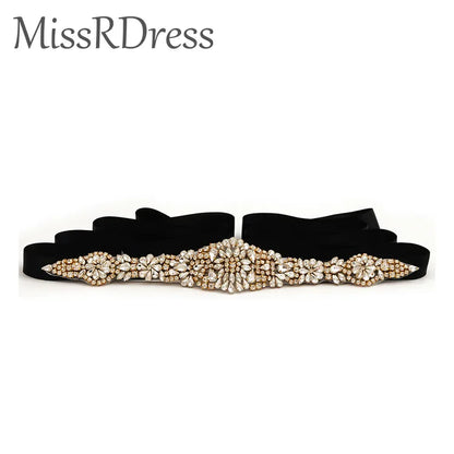 Elegant Glam Solid Color Ribbon Inlay Rhinestones Women'S Chain Belts