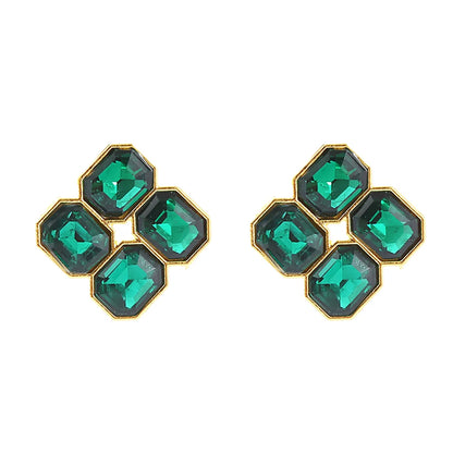 Elegant Glam Square Alloy Plating Inlay Rhinestones Gold Plated Women's Ear Studs