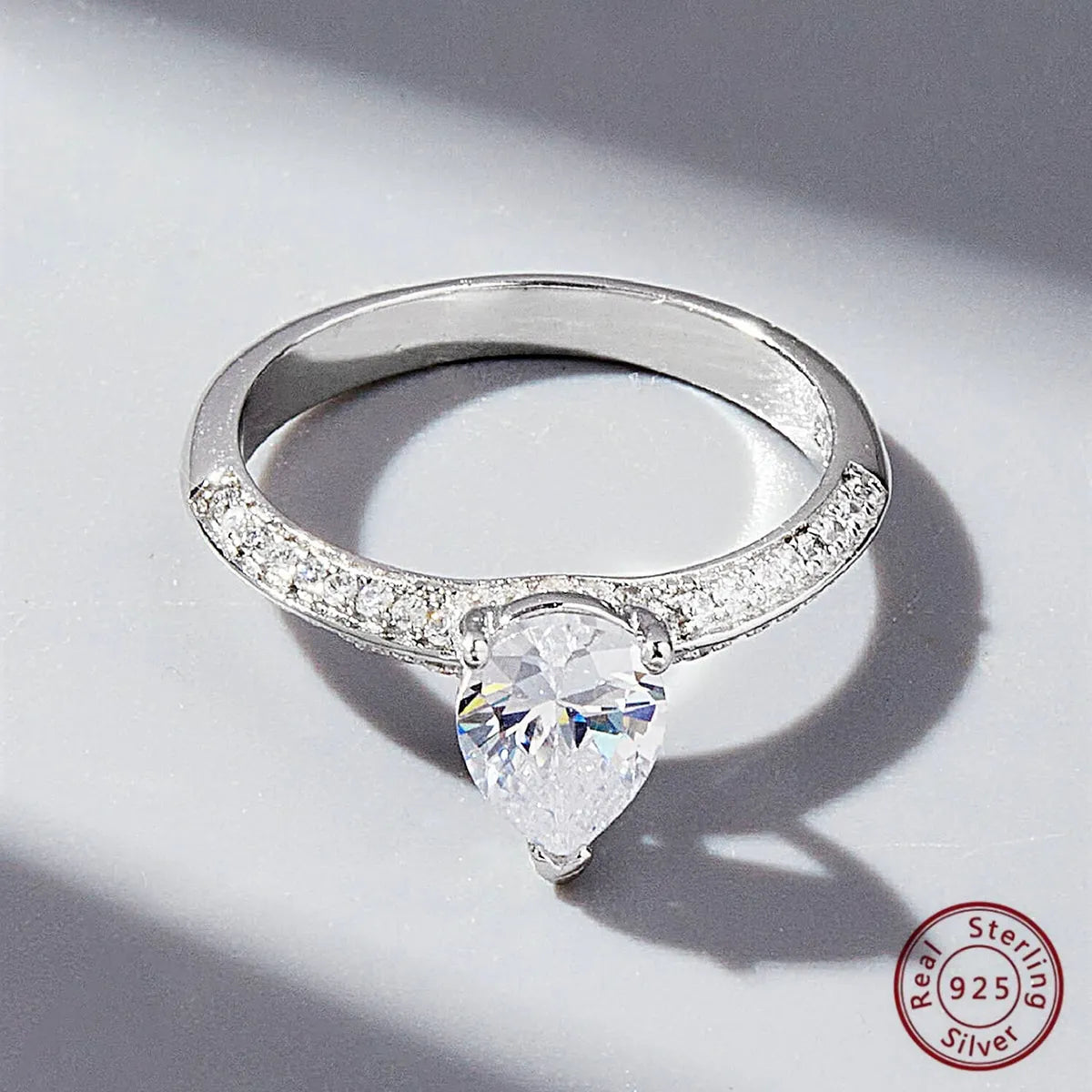 Elegant Glam Square Heart Shape Sterling Silver Plating Inlay Zircon White Gold Plated Rhodium Plated Rings