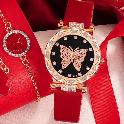 Elegant Glam Sweet Butterfly Buckle Quartz Women'S Watches