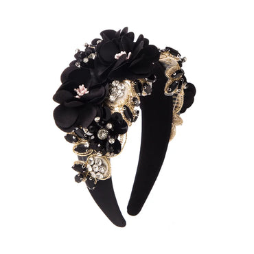 Elegant Glam Sweet Flower Cloth Lace Inlay Rhinestones Hair Band