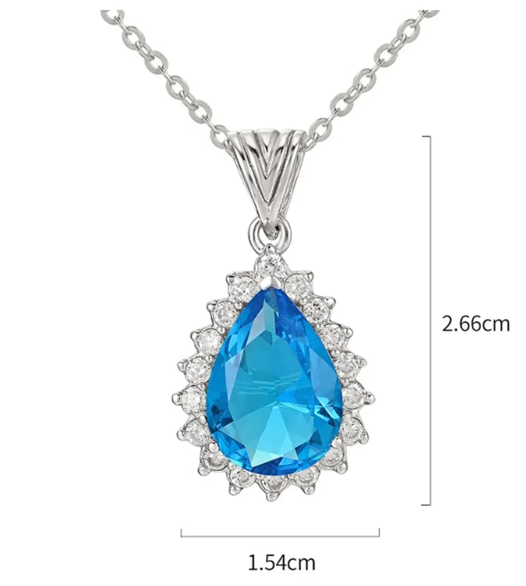 Elegant Glam Sweet Water Droplets Sterling Silver Plating Inlay Zircon White Gold Plated Pendant Necklace