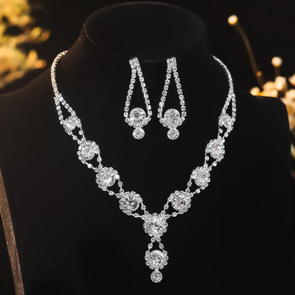 Elegant Hawaiian Shiny Round Rhinestone Inlay Rhinestones Women'S Jewelry Set