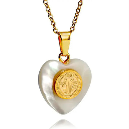 Elegant Heart Shape 304 Stainless Steel Shell Wholesale Pendant Necklace