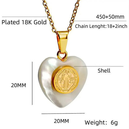 Elegant Heart Shape 304 Stainless Steel Shell Wholesale Pendant Necklace