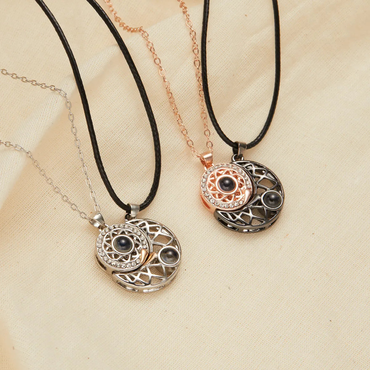 Elegant Heart Shape Alloy Plating Valentine'S Day Couple Pendant Necklace