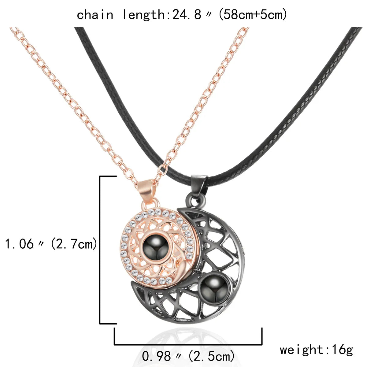 Elegant Heart Shape Alloy Plating Valentine'S Day Couple Pendant Necklace