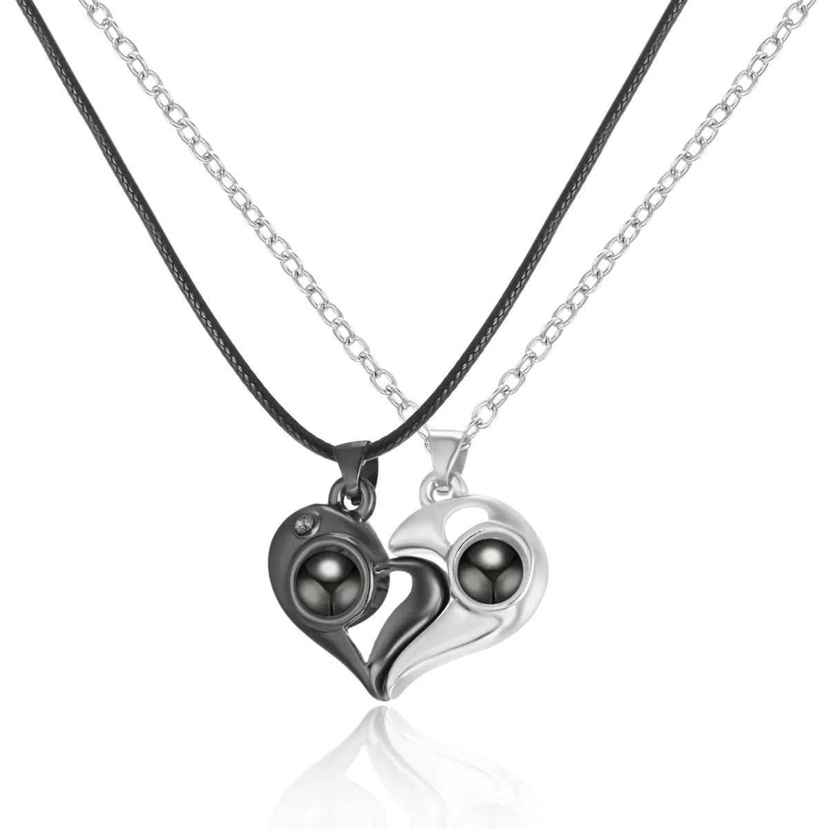 Elegant Heart Shape Alloy Plating Valentine'S Day Couple Pendant Necklace