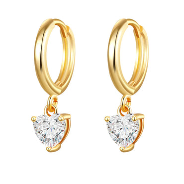 Elegant Heart Shape Alloy Plating Zircon Drop Earrings 1 Pair