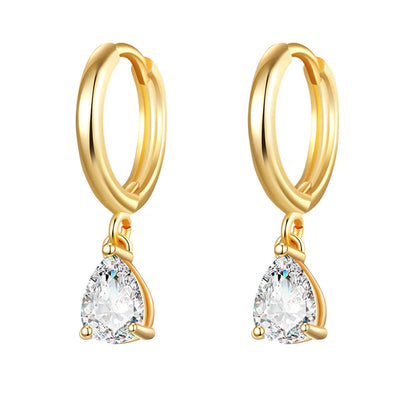 Elegant Heart Shape Alloy Plating Zircon Drop Earrings 1 Pair