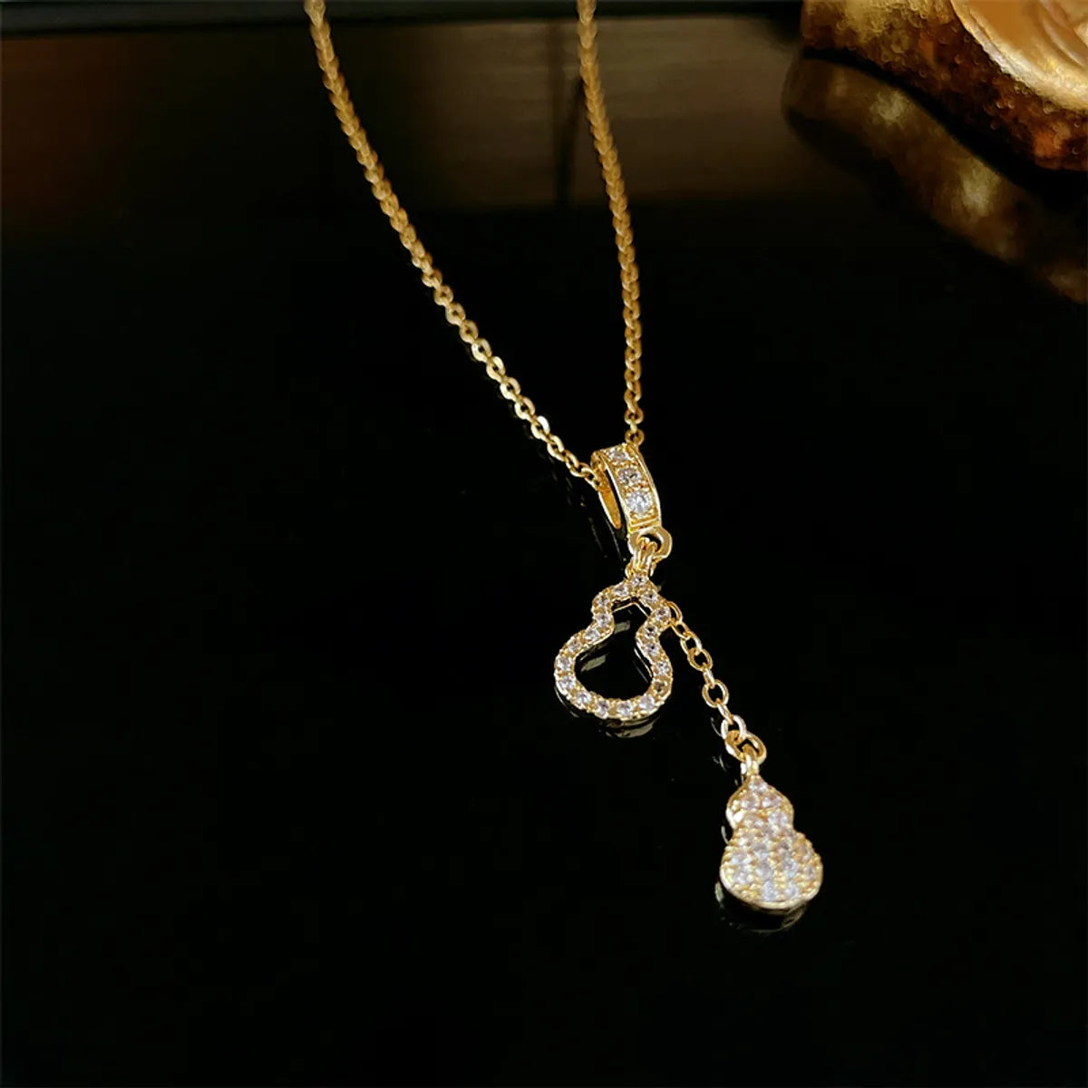 Elegant Heart Shape Bow Knot Alloy Titanium Steel Plating Inlay Zircon Pendant Necklace