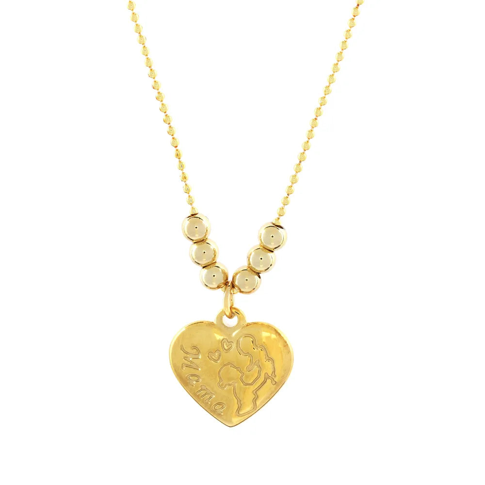 Elegant Heart Shape Copper Beaded Plating 18k Gold Plated Pendant Necklace