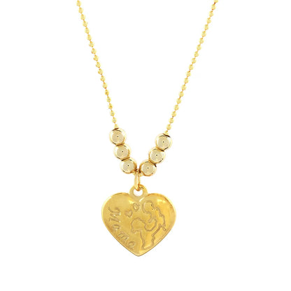 Elegant Heart Shape Copper Beaded Plating 18k Gold Plated Pendant Necklace