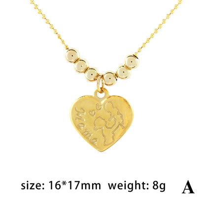 Elegant Heart Shape Copper Beaded Plating 18k Gold Plated Pendant Necklace