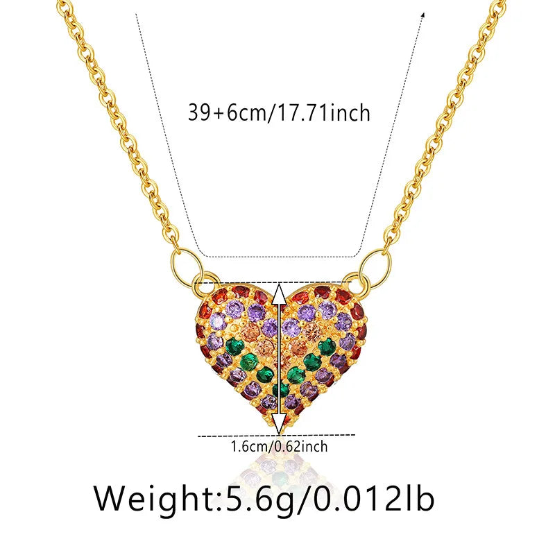 Elegant Heart Shape Copper Plating Inlay Zircon Pendant Necklace