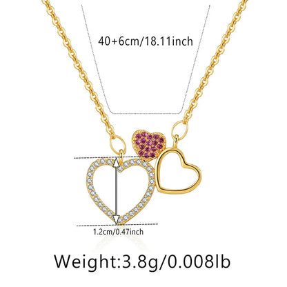 Elegant Heart Shape Copper Plating Inlay Zircon Pendant Necklace