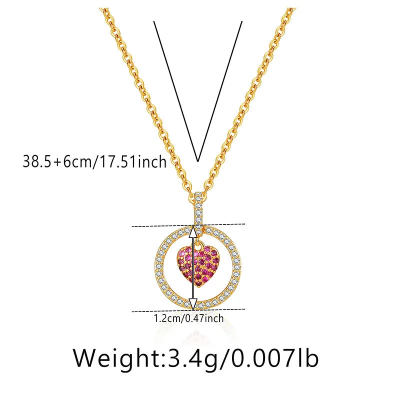 Elegant Heart Shape Copper Plating Inlay Zircon Pendant Necklace