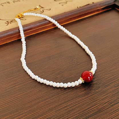 Elegant Heart Shape Flower Bow Knot Imitation Pearl Metal Beaded Inlay Rhinestones Women'S Necklace