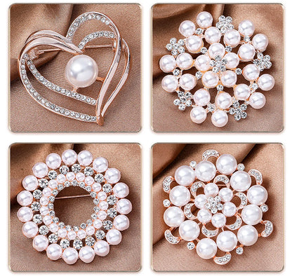 Elegant Heart Shape Flower Butterfly Imitation Pearl Alloy Rhinestone Women'S Brooches